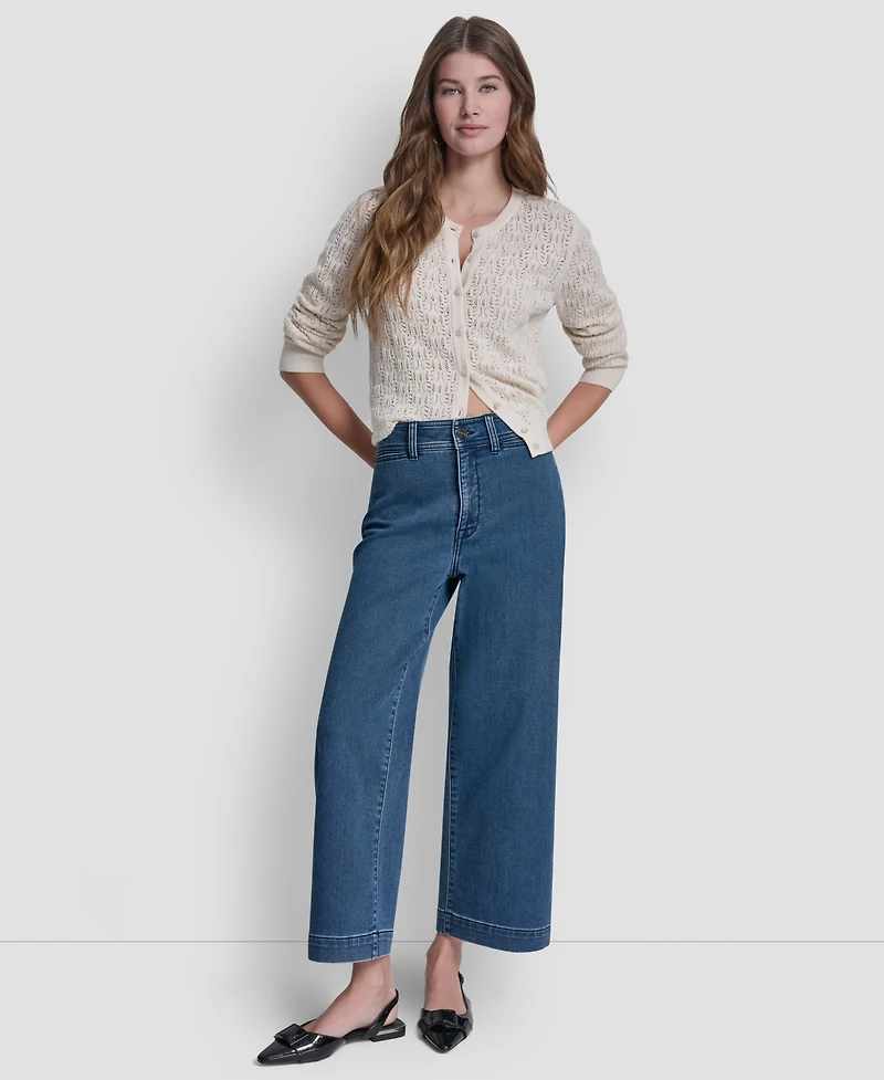 Dkny Jeans Petite Indigo Knit High Rise Ankle Pants