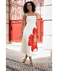 Yumi Women's Oversize Poppy Placement Midi Sun Dress