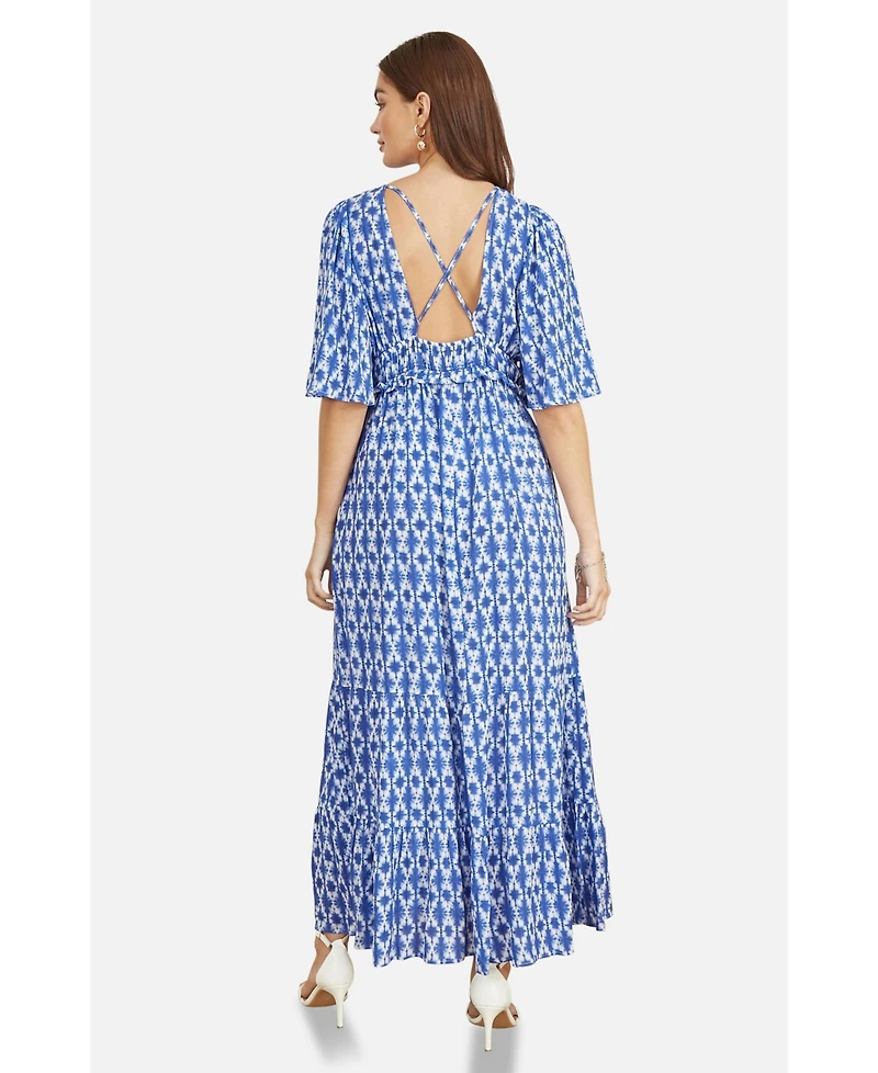 Yumi Women's Cross Over Back Maxi Dress