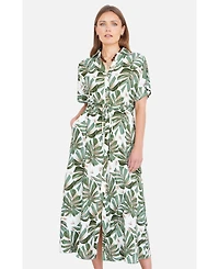 Yumi Women's Relaxed Boho Print Maxi Shirt Dress