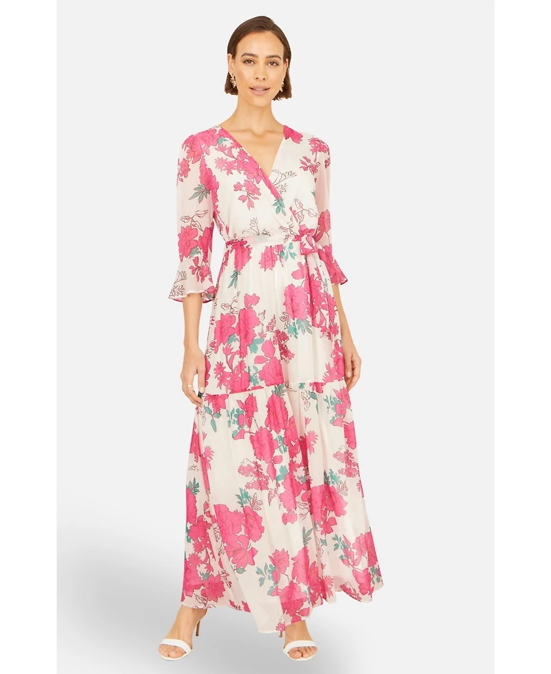 Yumi Women's Blossom Print Maxi Wrap Dress
