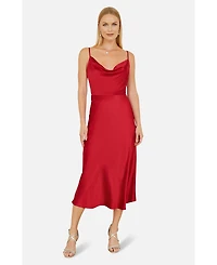 Yumi Women's Satin Cowl Neck Midi Dress
