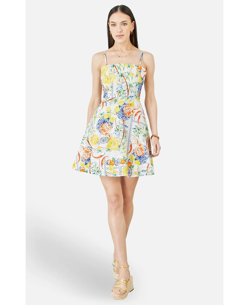 Yumi Women's Print Cotton Mini Sun Dress