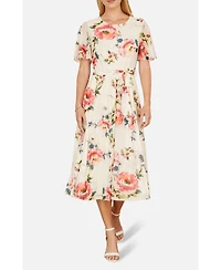Yumi Women's Mesh Floral Print Midi Dress