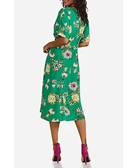 Yumi Women's Floral Kimono Midi Dress