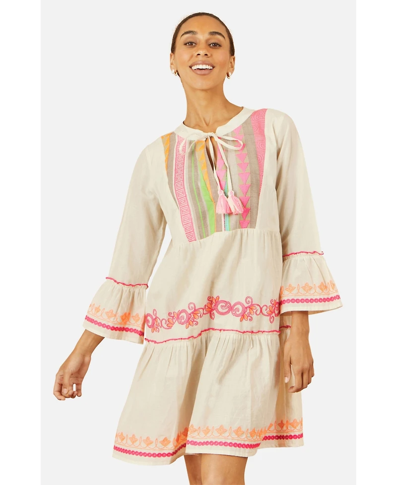 Yumi Women's Embroidered Cotton Tunic Dress