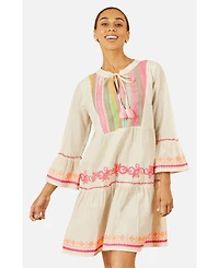 Yumi Women's Embroidered Cotton Tunic Dress
