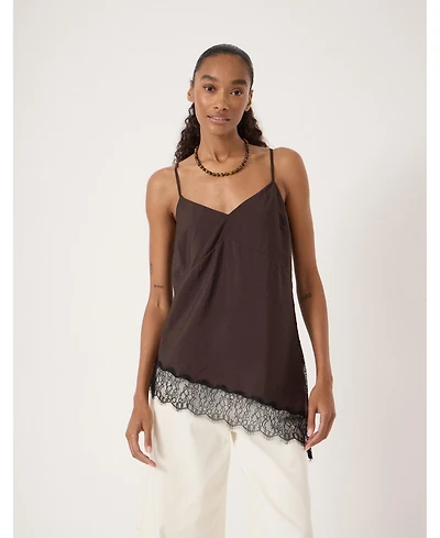 Hush Women's Marnie Asymmetric Lace Trim Cami Top