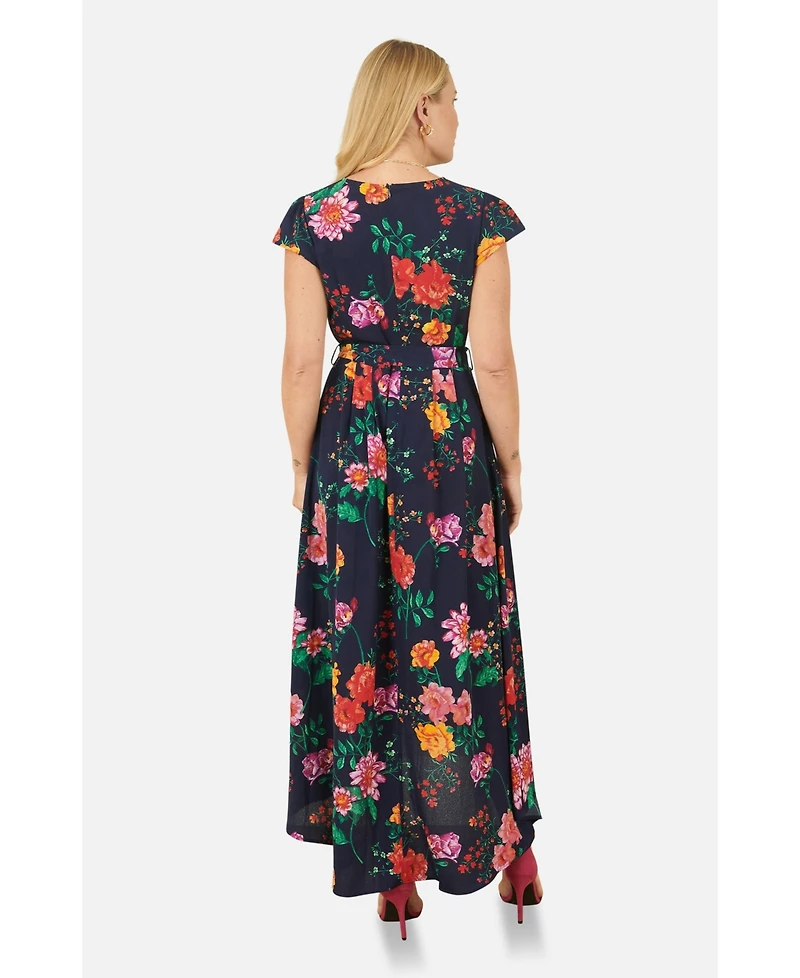 Yumi Women's Flower Print Wrap Midi Dress