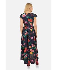 Yumi Women's Flower Print Wrap Midi Dress