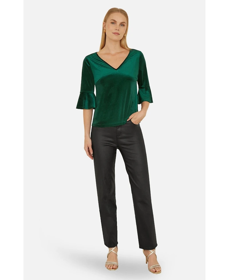 Yumi Women's Fluted Sleeve Relaxed Fit Top