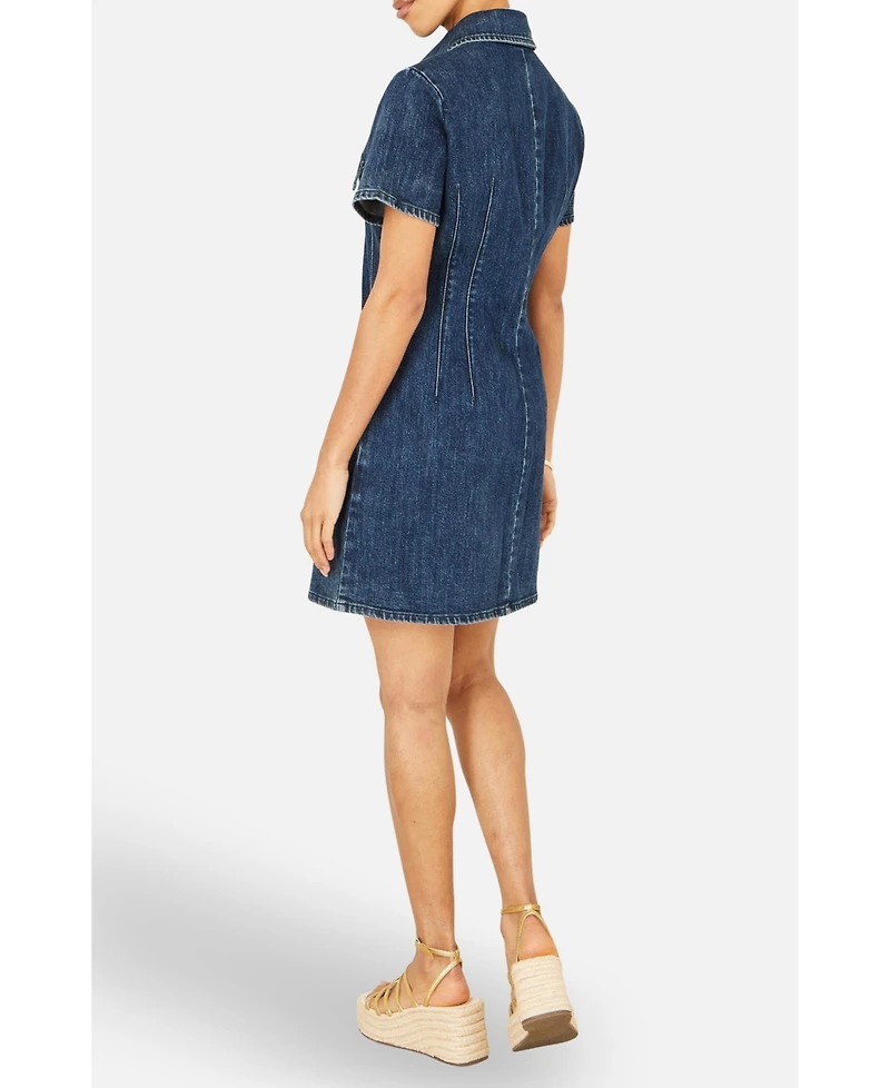 Yumi Women's Denim Stretch Shirt Dress