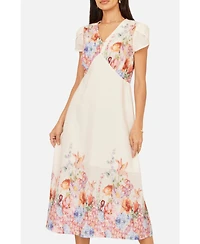 Yumi Women's Border Floral Midi Dress