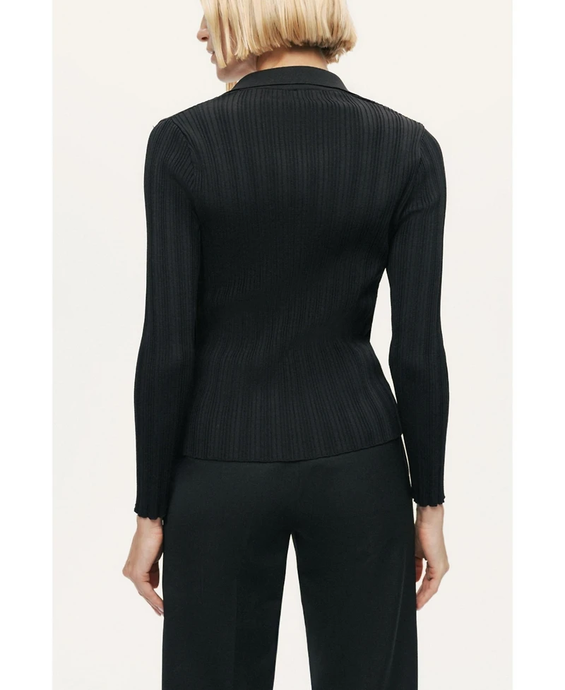 Nocturne Women's Floral Embellished Ribbed V-Neck Sweater