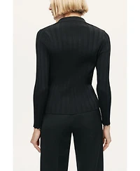 Nocturne Women's Floral Embellished Ribbed V-Neck Sweater