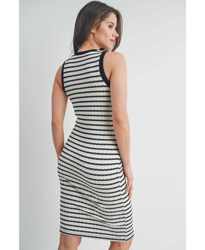 Hello Miz Maternity Striped Bodycon Sleeveless Scoop Neck Dress
