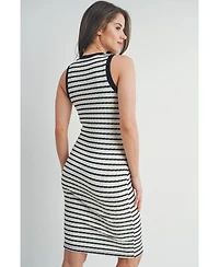Hello Miz Maternity Striped Bodycon Sleeveless Scoop Neck Dress