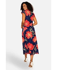 Yumi Women's Poppy Print Midi Mesh Dress