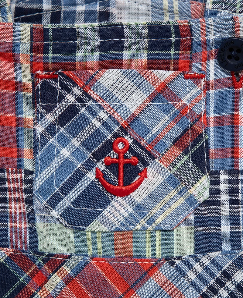 Little Me Baby Boys' Patchwork Detail Shortall and Polo Shirt, 2-Piece Set