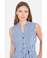 Yumi Women's Stripe Midi Sleeveless Shirt Dress