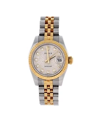 Pre-Owned Rolex Oyster Perpetual Datejust Automatic Watch in Stainless Steel and Gold with Diamond Markers 26mm
