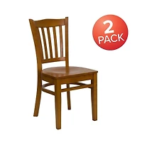 Emma+Oliver 2 Pack Vertical Slat Back Wooden Restaurant Chair