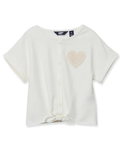 Lands' End Girl Child Slouchy Button Front Terry Knit Top