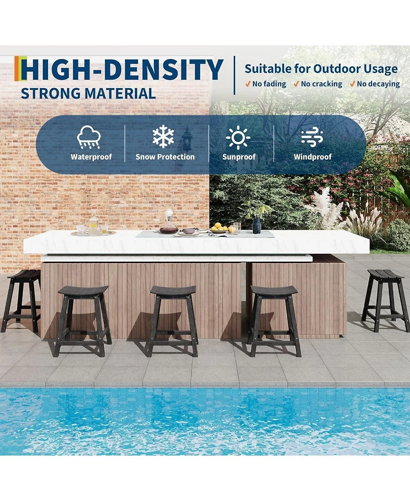 gaomon TrailBlaze Heavy-Duty Weatherproof Bar Stool – Outdoor Hdpe Counter-Height Patio Chair with Footrest, Durable Resin Seating for Balcony