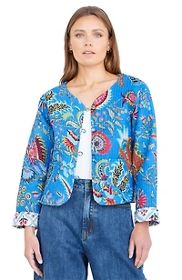 Yumi Women's Boho Cotton Reversible Quilted Jacket