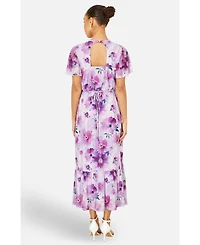 Yumi Women's Floral Print Frill Midi Dress