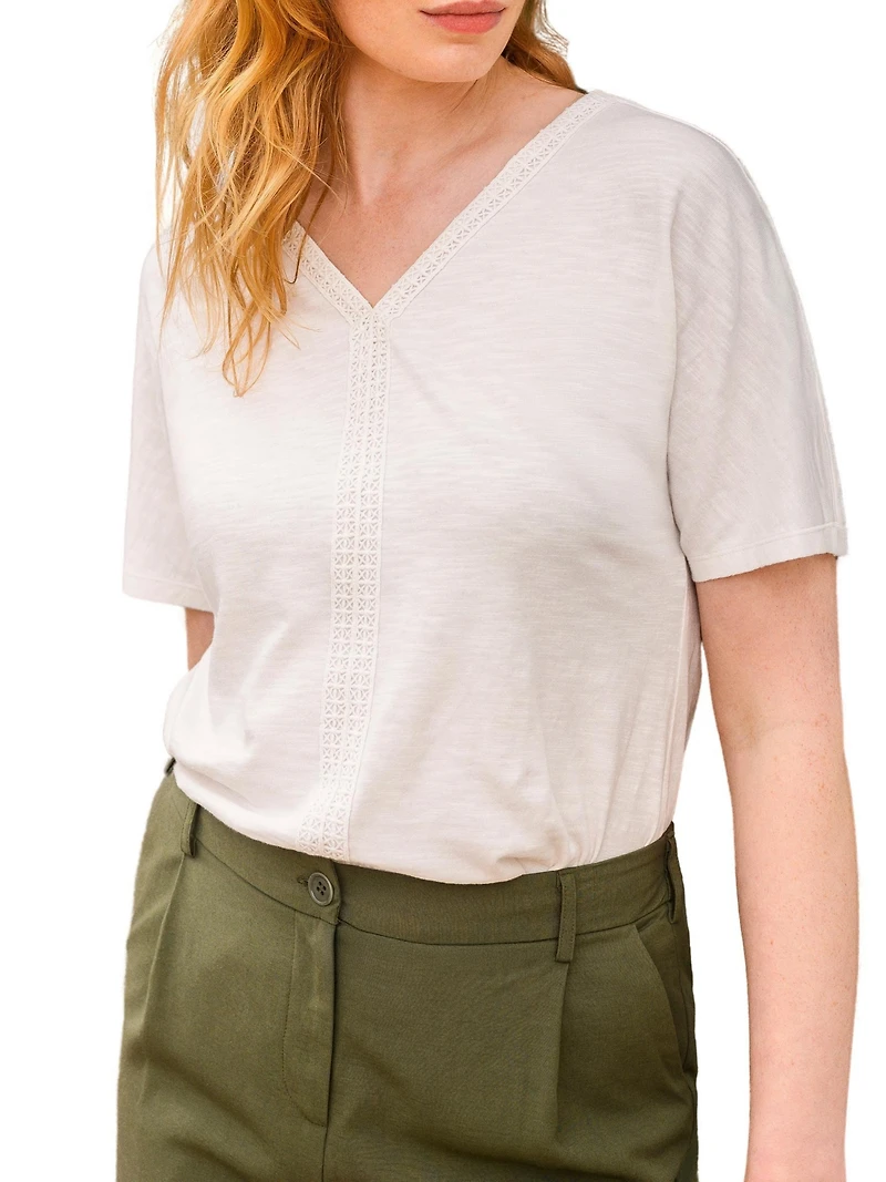 Celtic & Co. Women's Slub Jersey V-Neck Trim Top
