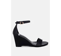 Pobora Genuine Leather Slim Wedge Heel Sandals