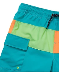 Lands' End Boy Child Chlorine Resistant Colorblock Hydroliner Board Swim Trunks
