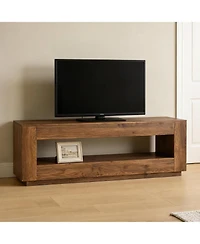 Tribesigns 70.87-in Extra Long Solid Wood Tv Stand for 55/65/75/80 inch Tv, Media Console Table, 2-Tier Entertainment Center with Storage Shelf