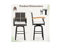 Slickblue Patio Swivel Bar Stool with Cushion and Acacia Wood Armrests