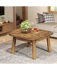 Tribesigns 31.5" Solid Wood Square Coffee Table, Farmhouse Center Table with Rounded Corners, for Living Room, Office, Apartment, Small Places