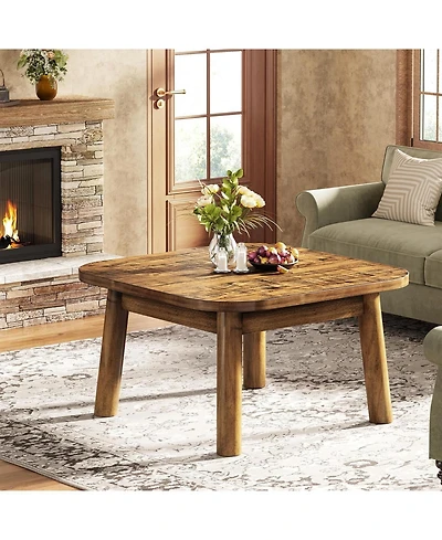 Tribesigns 31.5" Solid Wood Square Coffee Table, Farmhouse Center Table with Rounded Corners, for Living Room, Office, Apartment, Small Places