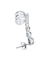 Bling Jewelry Multi Skull Heads Cartilage Left Ear Cuff Clip Wrap Unisex Crystal Crawler Climber Lobe Helix Earring Stainless Steel