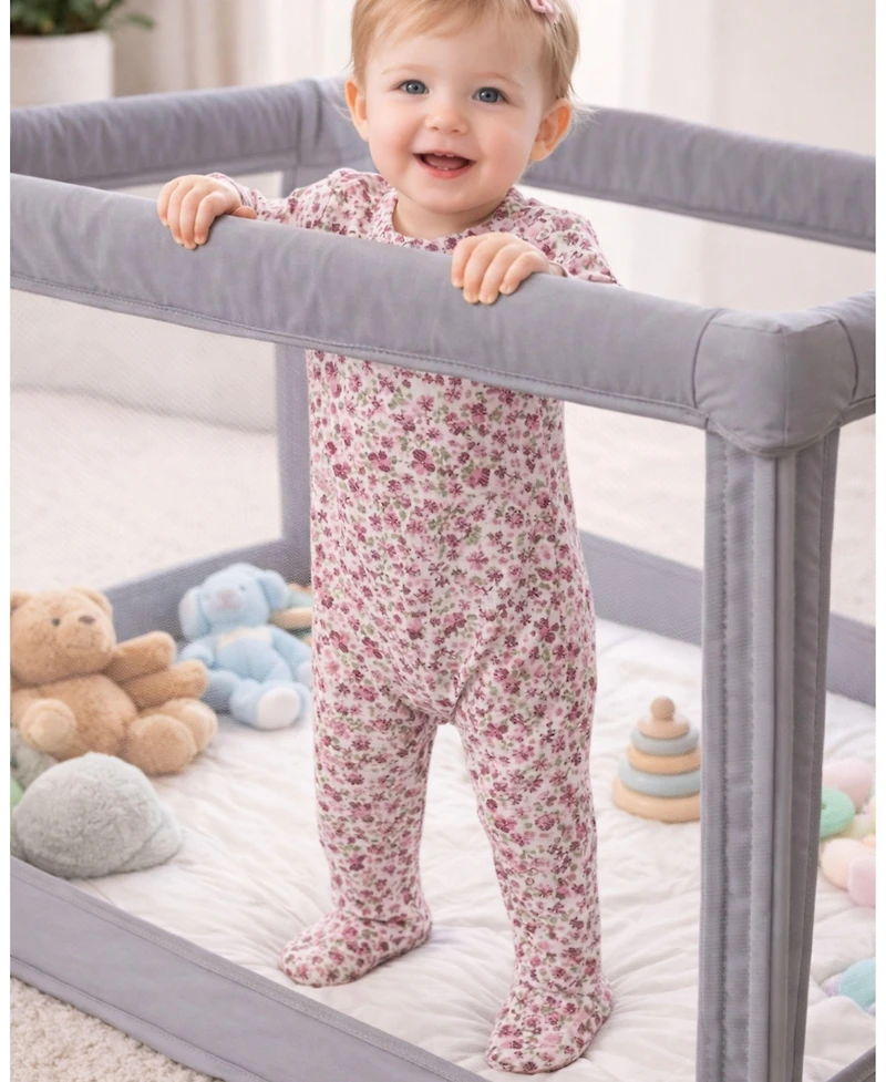 MeMoi Baby Girls "Petite Florets" Rich Floral Footie