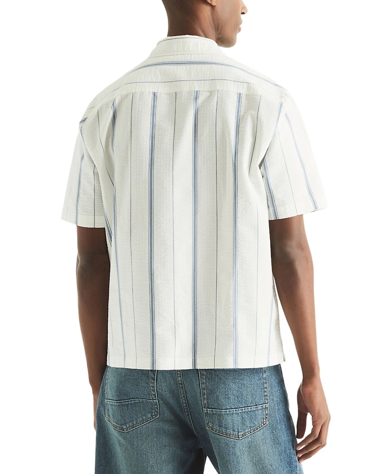 Nautica Men's Short-Sleeve Stripe Collared Shirt