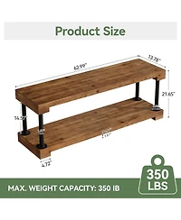 Tribesigns Solid Wood Tv Stand for 75-Inch Tv, 63" Entertainment Center with Storage Shelf, Industrial Media Console Table