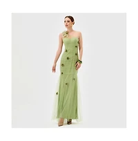 Bariano Women's Karoline One Shoulder Tulle Gown