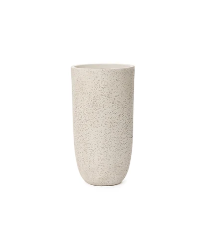 LuxenHome 22.72" Tall Round Tapered Planter, Travertine Stone Finish, Indoor/Outdoor Garden Pot