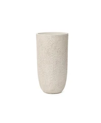 LuxenHome 22.72" Tall Round Tapered Planter, Travertine Stone Finish, Indoor/Outdoor Garden Pot