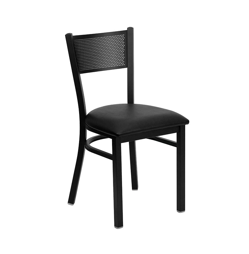 Emma+Oliver Grid Back Metal Restaurant Dining Chair