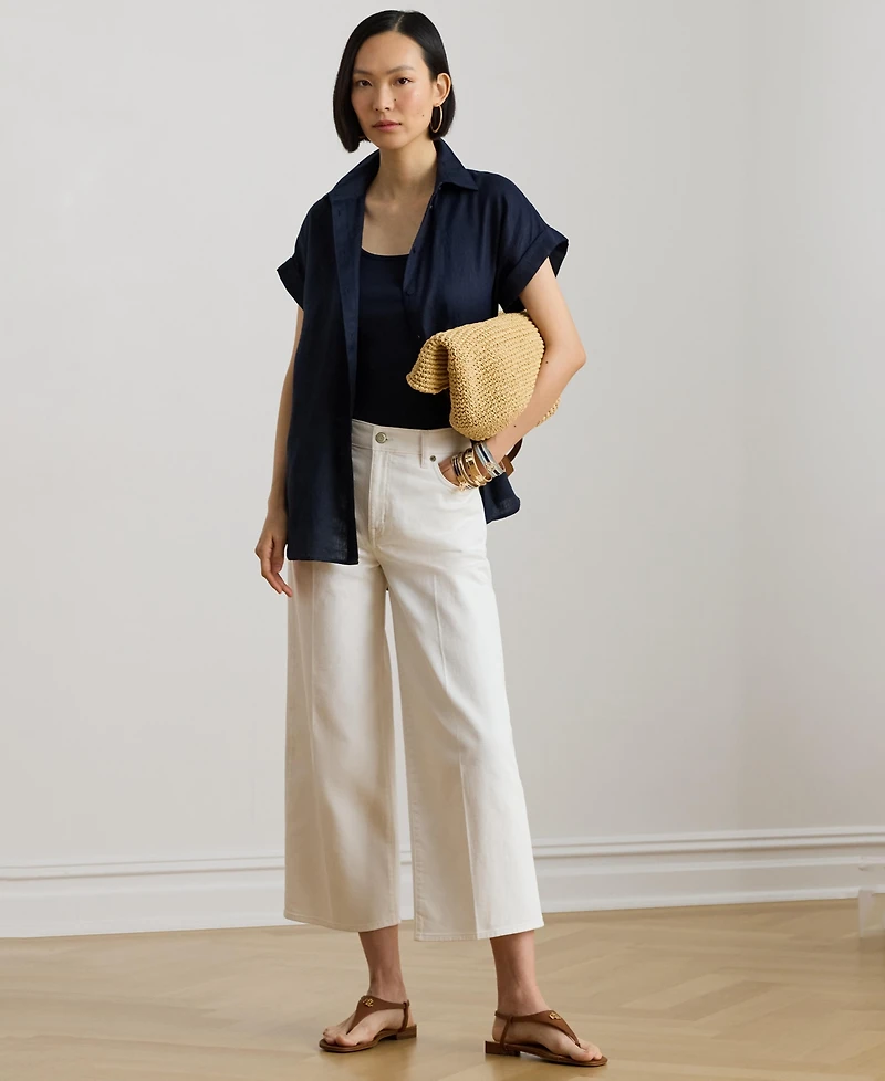 Lauren Ralph Dolman-Sleeve 100% Linen Shirt