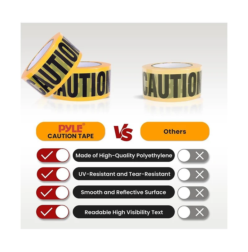 Pyle 656ft Caution Do Not Enter Barricade Tape Set - Yellow (PNECTX8) - 8 Pieces