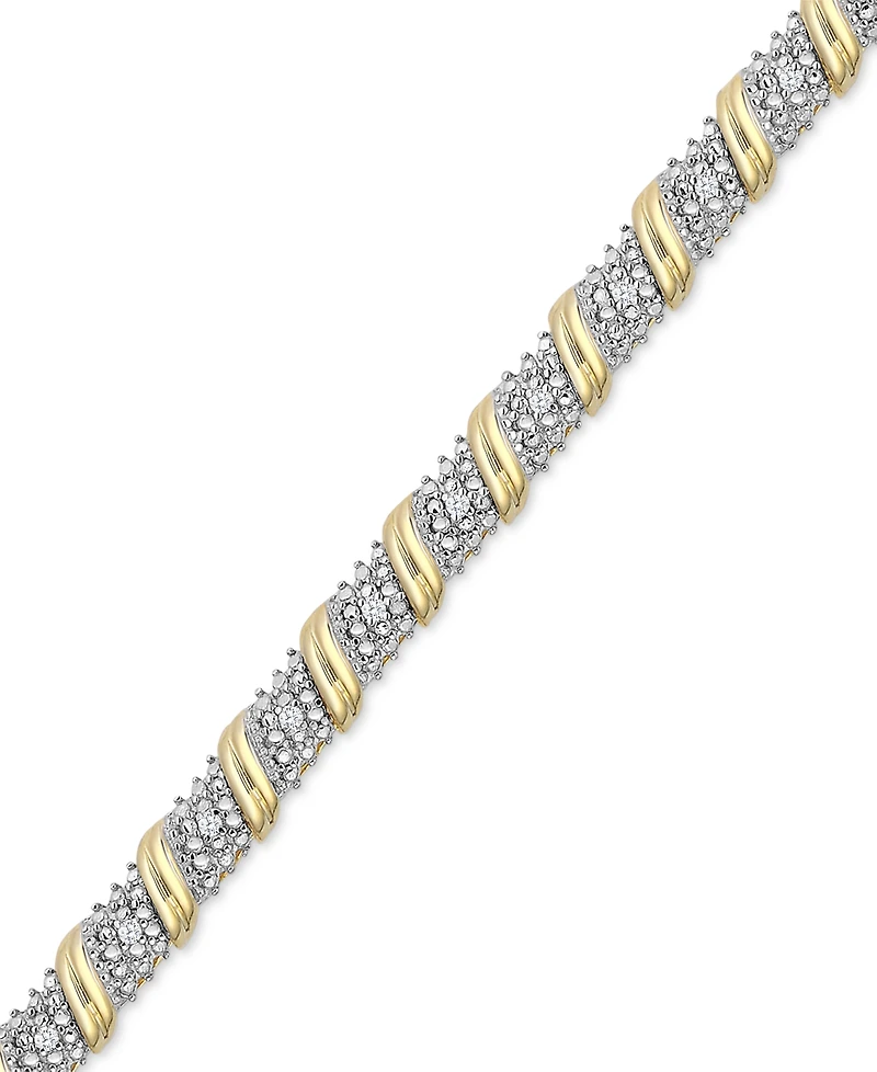 Diamond Diagonal Bar Bracelet (1/4 ct. t.w.) in 14k Gold-Plated Sterling Silver