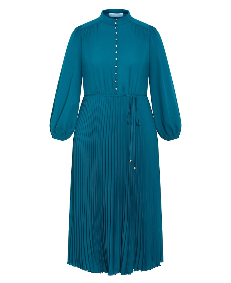 City Chic Women's Halle Long Sleeve Pleat Dress