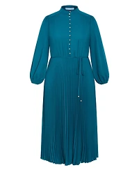 City Chic Women's Halle Long Sleeve Pleat Dress